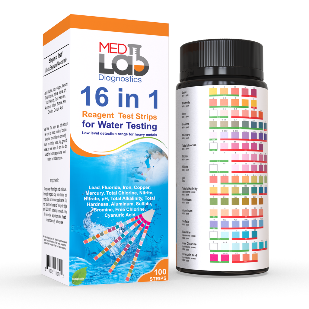 Water Strip 16 in 1 Drinking Water Test Kit Strips, 100 cnt. Home Water Quality Te ...