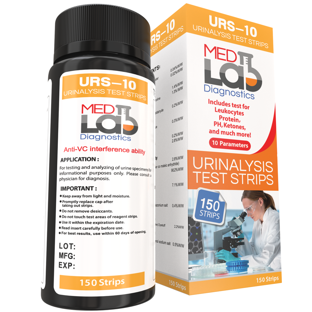 10 Parameter Urine Test Strips for Urinalysis(150 Cnt) in Sealed Pouches. Tests for Ketosis, pH, Protein, UTI, Kidney and Liver Function